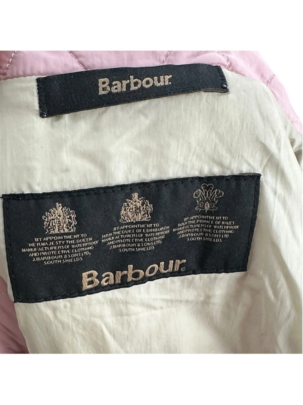 Barbour Quilted chore Jacket light pink light weight snap button sz 8